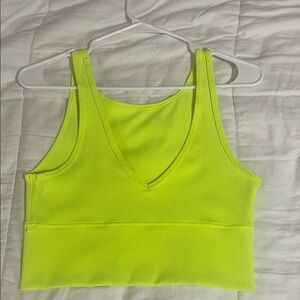Yellow Sleeveless Fitted Crop Tank Top